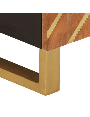 Mobile Porta TV Marrone e Nero 80x31,5x46 cm in Legno di Mango