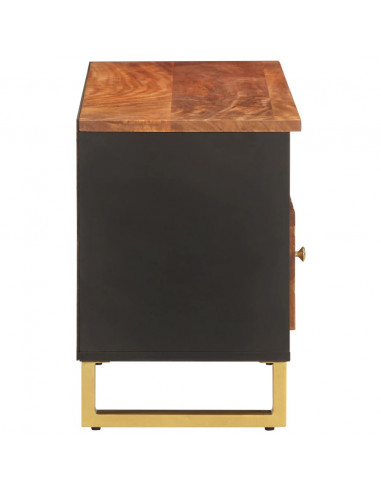 Mobile Porta TV Marrone e Nero 100x33,5x46 cm in Legno di Mango