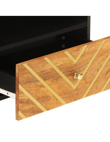 Mobile Porta TV Marrone e Nero 80x33,5x46 cm in Legno di Mango