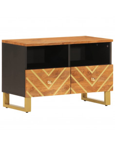 Mobile Porta TV Marrone e Nero 70x33,5x46 cm in Legno di Mango 2