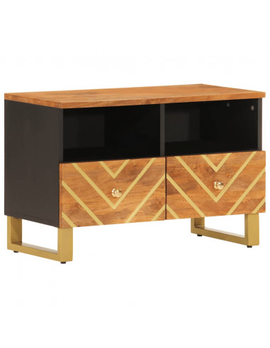 Mobile Porta TV Marrone e Nero 70x33,5x46 cm in Legno di Mango