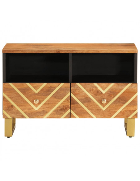 Mobile Porta TV Marrone e Nero 70x33,5x46 cm in Legno di Mango