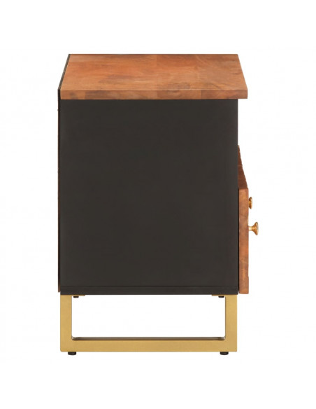 Mobile Porta TV Marrone e Nero 70x33,5x46 cm in Legno di Mango