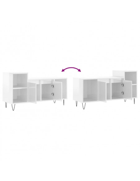 Mobile Porta TV Bianco Lucido 100x35x55 cm in Legno Multistrato