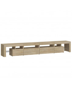 Mobile Porta TV con Luci LED Rovere Sonoma 260x36,5x40 cm 2