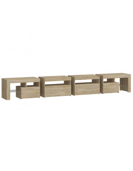 Mobile Porta TV con Luci LED Rovere Sonoma 260x36,5x40 cm