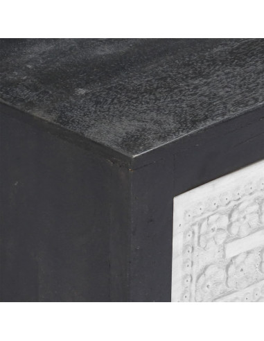 Mobile TV Intagliato a Mano Grigio Bianco 120x30x40 cm in Mango