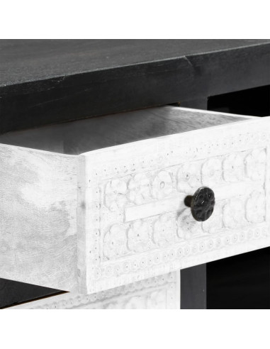 Mobile TV Intagliato a Mano Grigio Bianco 120x30x40 cm in Mango