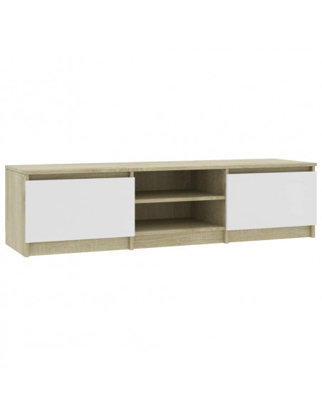 Mobile TV Bianco Rovere Sonoma 140x40x35,5 cm Legno Multistrato