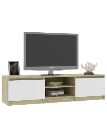 Mobile TV Bianco Rovere Sonoma 140x40x35,5 cm Legno Multistrato