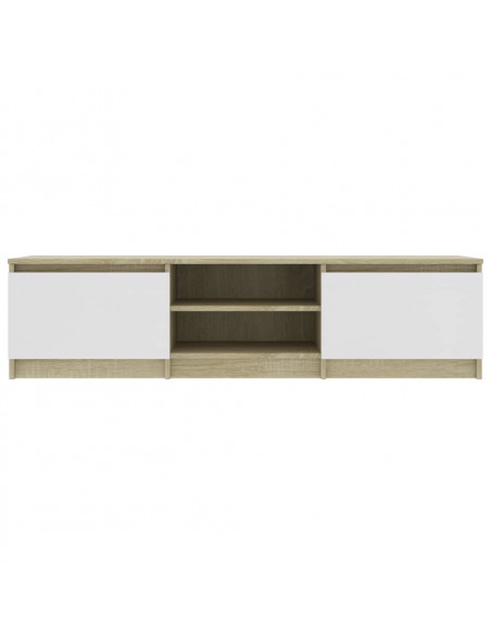 Mobile TV Bianco Rovere Sonoma 140x40x35,5 cm Legno Multistrato