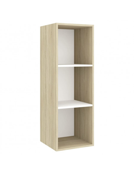 Set Porta TV 5 pz Bianco e Rovere Sonoma in Truciolato