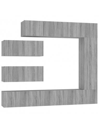 Set di Mobili Porta TV 7 pz Grigio Sonoma in Legno Multistrato