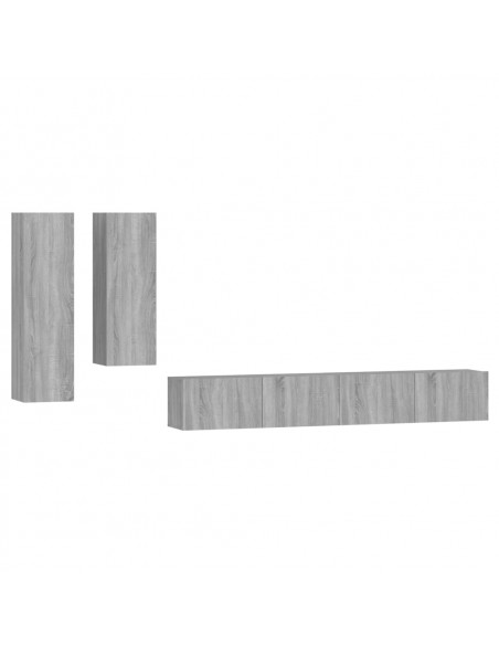 Set di Mobili Porta TV 4 pz Grigio Sonoma in Legno Multistrato