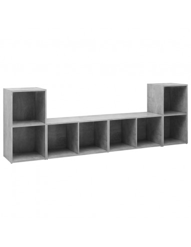 Mobili TV 4 pz Grigio Cemento 72x35x36,5 cm in Truciolato