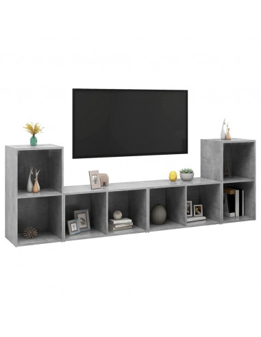 Mobili TV 4 pz Grigio Cemento 72x35x36,5 cm in Truciolato