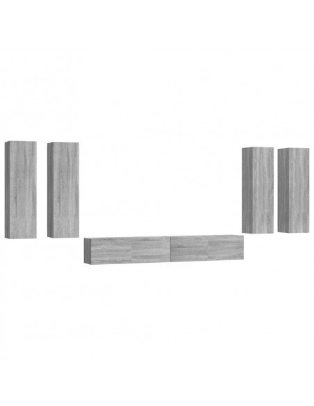 Set di Mobili Porta TV 6 pz Grigio Sonoma in Legno Multistrato