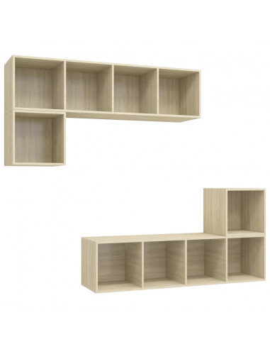 Set Porta TV 4 pz Rovere Sonoma in Truciolato