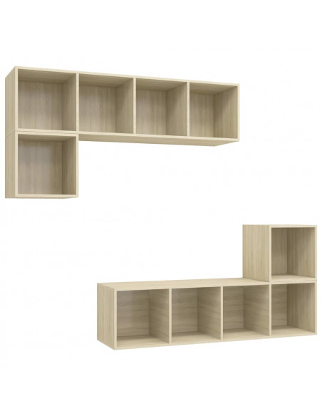 Set Porta TV 4 pz Rovere Sonoma in Truciolato