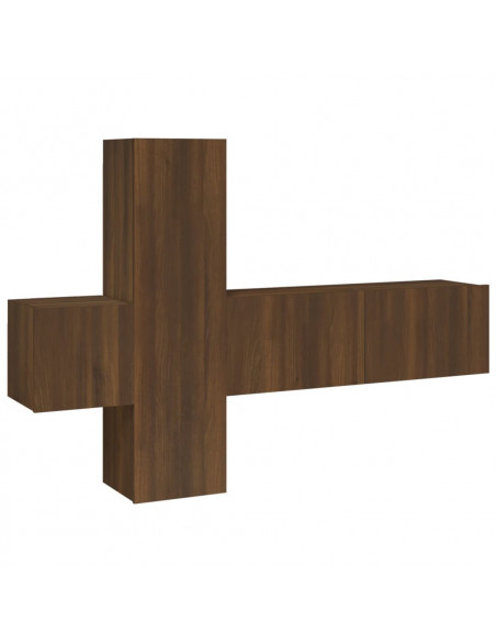 Set Mobili Porta TV 3 pz Rovere Marrone in Legno Multistrato