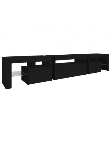 Mobile Porta TV con Luci LED Nero 215x36,5x40 cm