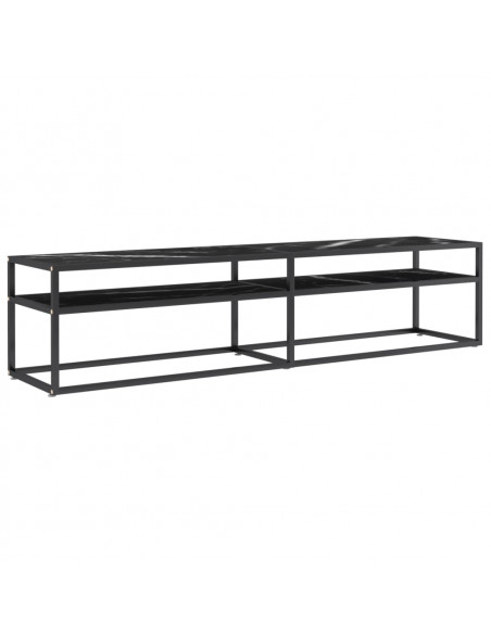 Mobile Porta TV Marmo Nero 180x40x40,5 cm in Vetro Temperato