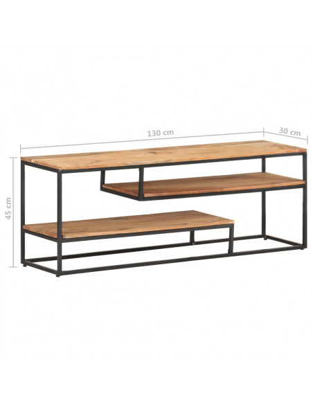 Mobile Porta TV 130x30x45 cm in Legno Massello di Acacia