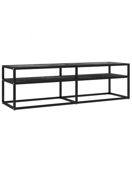 Mobile Porta TV Marmo Nero 140x40x40,5 cm in Vetro Temperato