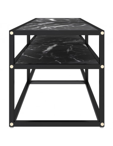 Mobile Porta TV Marmo Nero 140x40x40,5 cm in Vetro Temperato