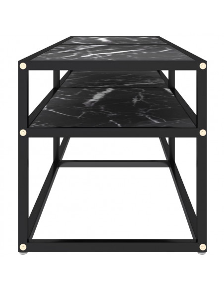 Mobile Porta TV Marmo Nero 140x40x40,5 cm in Vetro Temperato