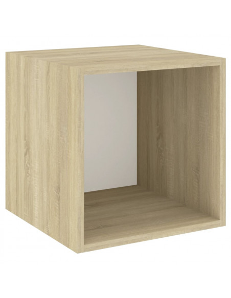 Set Porta TV 5 pz Bianco e Rovere Sonoma in Truciolato