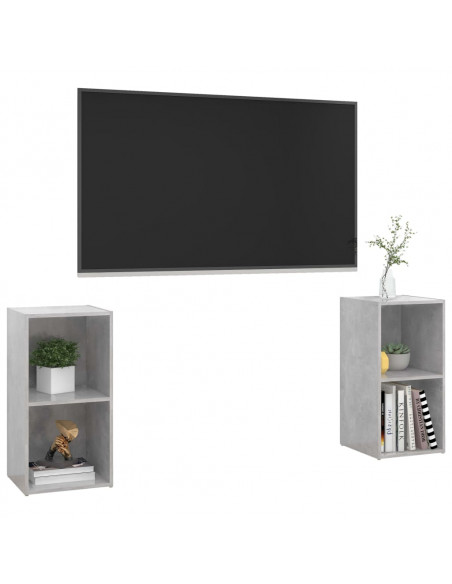 Mobili TV 2 pz Grigio Cemento 72x35x36,5 cm in Truciolato
