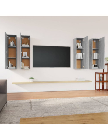 Mobili TV 4 pz Grigio Sonoma 30,5x30x110cm in Legno Multistrato