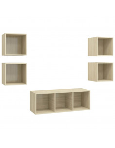 Set Mobili TV 5 pz Rovere Sonoma in Legno Multistrato 2