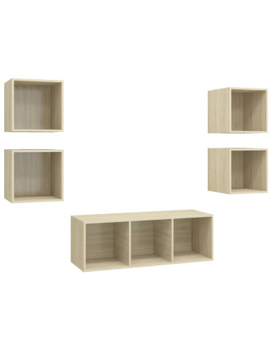 Set Mobili TV 5 pz Rovere Sonoma in Legno Multistrato