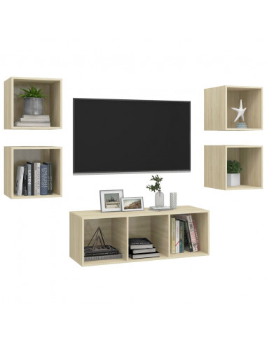Set Mobili TV 5 pz Rovere Sonoma in Legno Multistrato