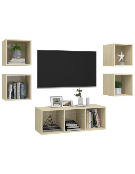 Set Mobili TV 5 pz Rovere Sonoma in Legno Multistrato