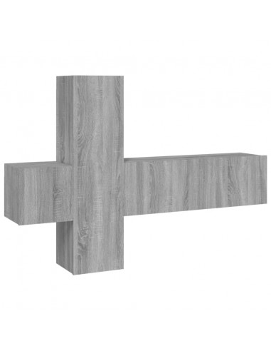 Set Mobili Porta TV 3 pz Grigio Sonoma in Legno Multistrato