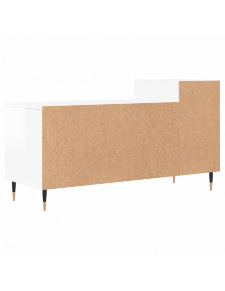 Mobile Porta TV Bianco Lucido 100x35x55 cm in Legno Multistrato