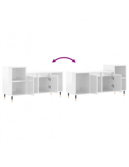 Mobile Porta TV Bianco Lucido 100x35x55 cm in Legno Multistrato
