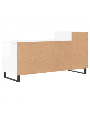 Mobile Porta TV Bianco Lucido 100x35x55 cm in Legno Multistrato