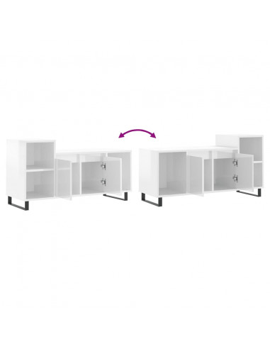 Mobile Porta TV Bianco Lucido 100x35x55 cm in Legno Multistrato