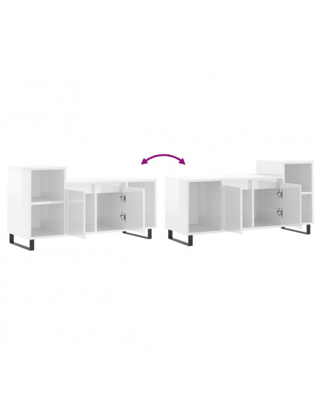 Mobile Porta TV Bianco Lucido 100x35x55 cm in Legno Multistrato