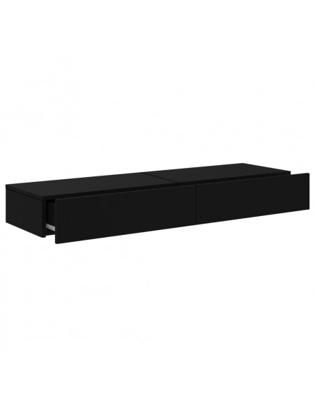 Mobili Porta TV con Luci LED 2pz Neri 60x35x15,5 cm