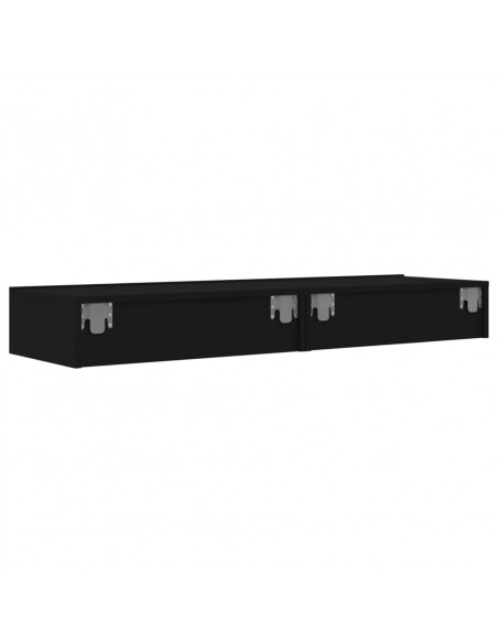 Mobili Porta TV con Luci LED 2pz Neri 60x35x15,5 cm