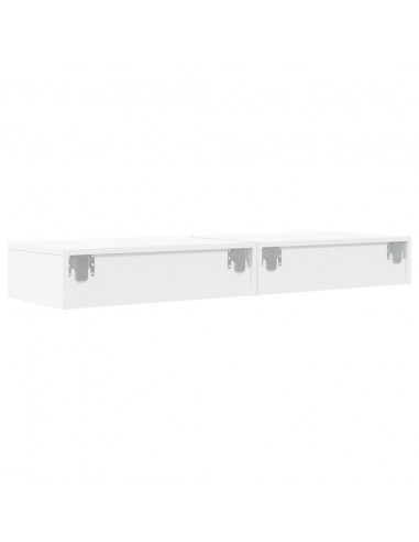 Mobili Porta TV con Luci LED 2pz Bianchi 60x35x15,5 cm