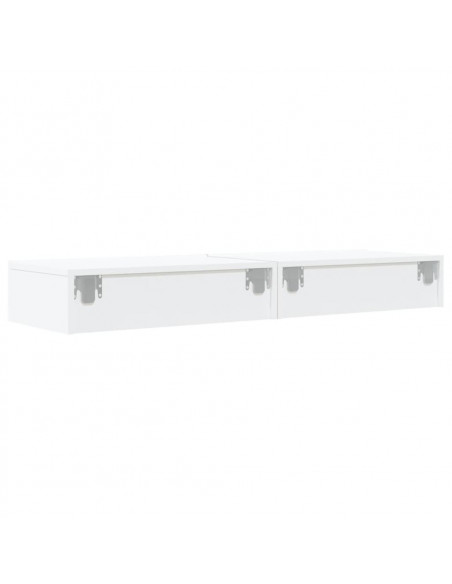 Mobili Porta TV con Luci LED 2pz Bianchi 60x35x15,5 cm