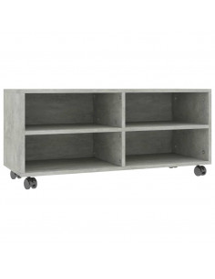 Mobile TV con Ruote Grigio Cemento 90x35x35 cm in Multistrato 2