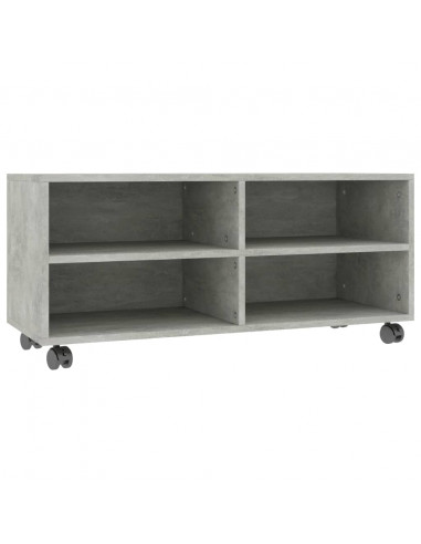 Mobile TV con Ruote Grigio Cemento 90x35x35 cm in Multistrato
