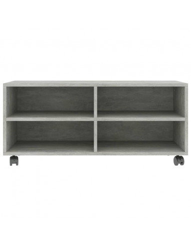 Mobile TV con Ruote Grigio Cemento 90x35x35 cm in Multistrato